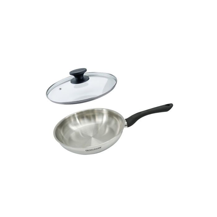 Set poêle 24 cm en inox et couvercle verre Fackelmann Geneva Set poêle 24 cm en inox et couvercle verre Fackelmann Geneva