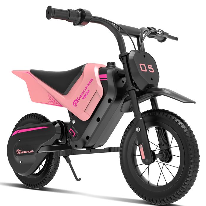 Moto électrique pour Enfants EVERCROSS TECH – 2 Vitesses Batterie 150W 5.2Ah – Rose Cadeau Parfait enfants