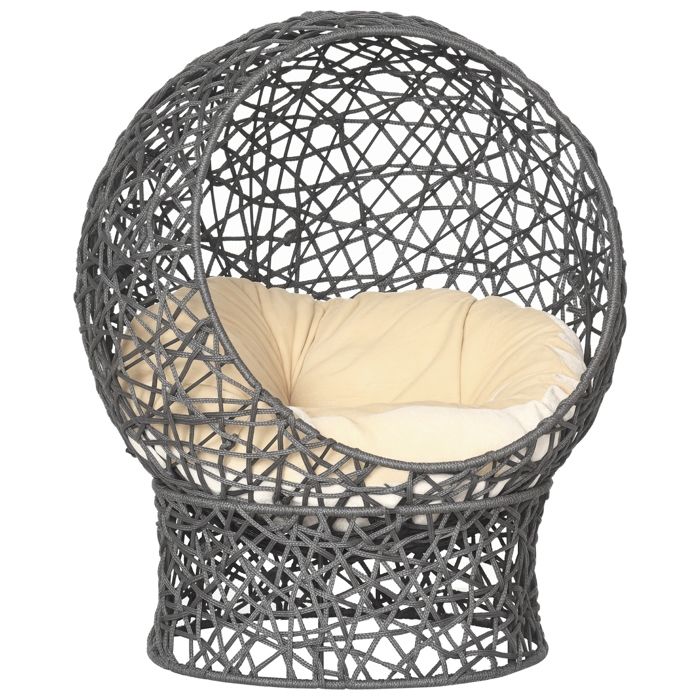 Meilleurs prix pour Panier chat - PawHut - coussin moelleux crème - support détachable design surélevé - coussin crème corde en polyester violet