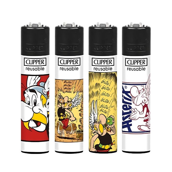 Lot De 4 Briquets Clipper Jet Rechargeables - Flamme Puissante Résistante Au Vent - Flamme Réglable - Dimensions 1,7x7,5 Cm + 1 Cadeau Offert