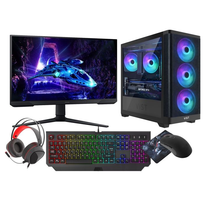 VIST PC Gaming Core i5-14400F - RAM 32Go - NVIDIA GeForce 5060 - SSD 1To - LCD 24 180Hz - W11