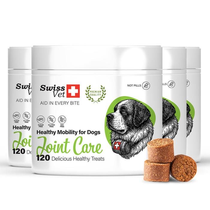 Complément Alimentaire pour Chien - SwissVet - Soutien Articulaire - Arthrose - 4x120 Bouchées Naturelles Complément Alimentaire pour Chien - SwissVet - Soutien Articulaire - Arthrose - 4x120 Bouchées Naturelles