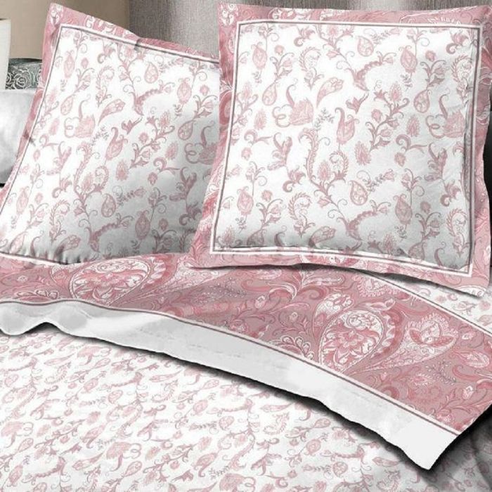 ALPES BLANC - Parure de draps flanelle 4 pièces fleuris rosier - 160x200 cm
