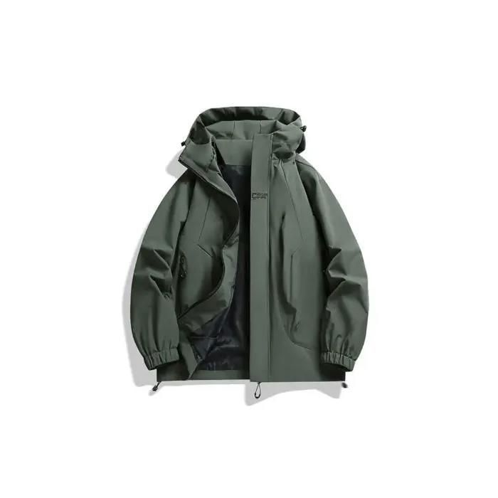 Veste Coupe-Vent Imperméable Homme Femme–Manteau Léger à Capuche Respirant et Déperlant Idéal pour Sport-Vert