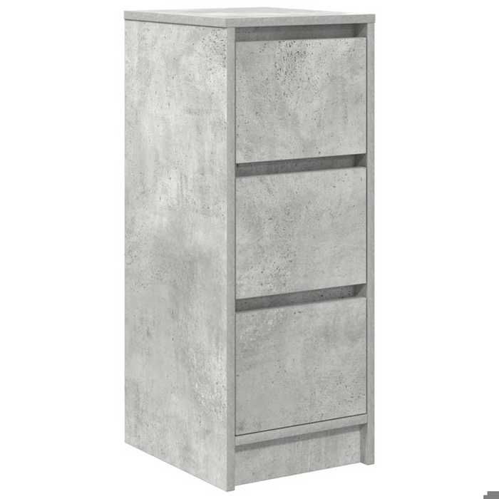 Commode en bois dingénierie - vidaxl - Gris béton - 29 5x34x76 cm - 3 tiroirs - Capacité totale 60 kg - Montage requis