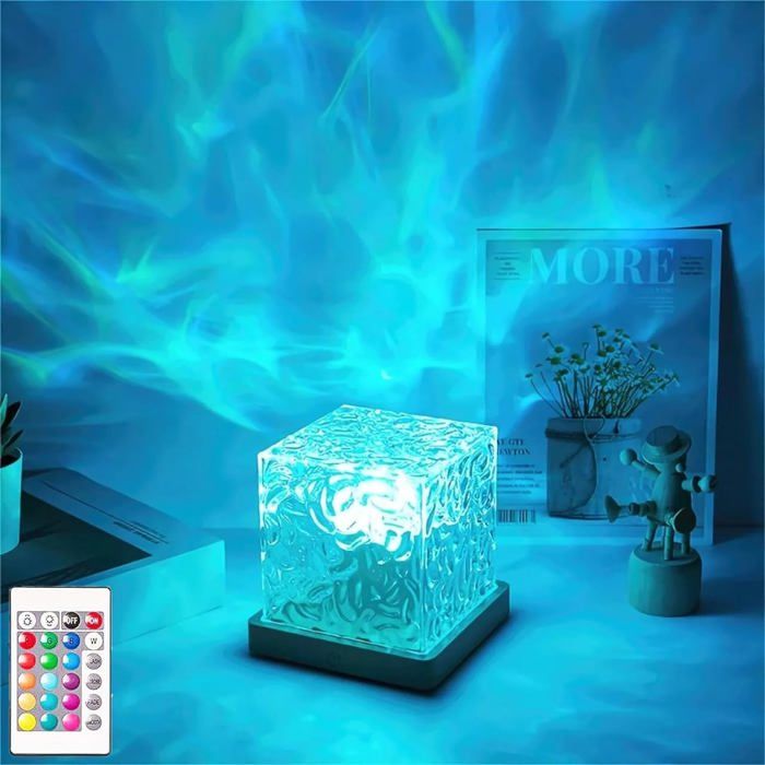 Luminorthe Luminorth Lampe cube Aura de minuit 16 couleurs Lampe à eau avec télécommande rechargeable à intensité variable Cube LED