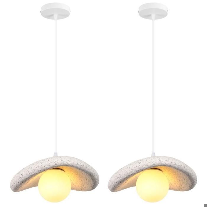 WOTTES 2 x Moderne Suspension Luminaire Industriel Ø20CM Vintage G9 Lustre Plafonnier en Ciment Réplique Lampe pour Salon Chambre