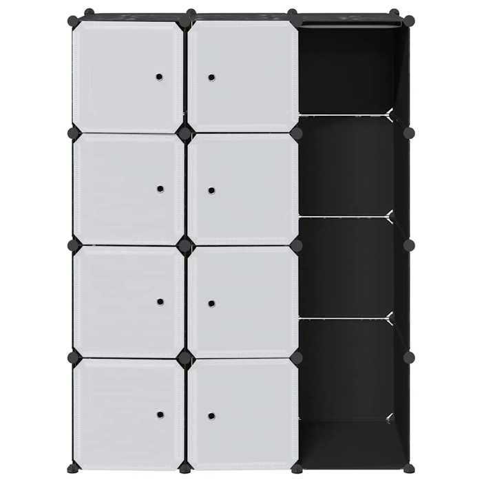 Moderne Armoire modulaire BURKE avec 9 compartiments noir et blanc 109x36 5x143 cm AA3118