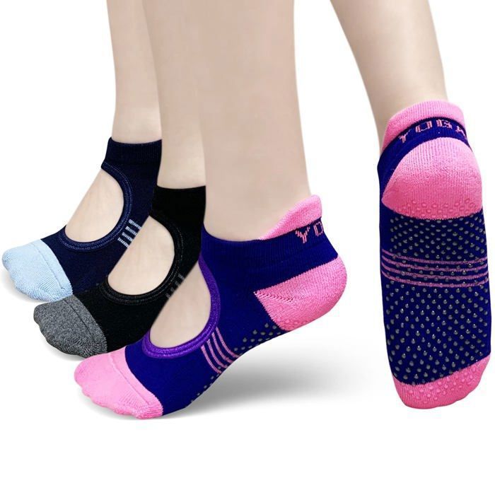Chaussettes de yoga antidérapantes pour femmes : chaussettes de Pilates en coton adaptées au yoga.
