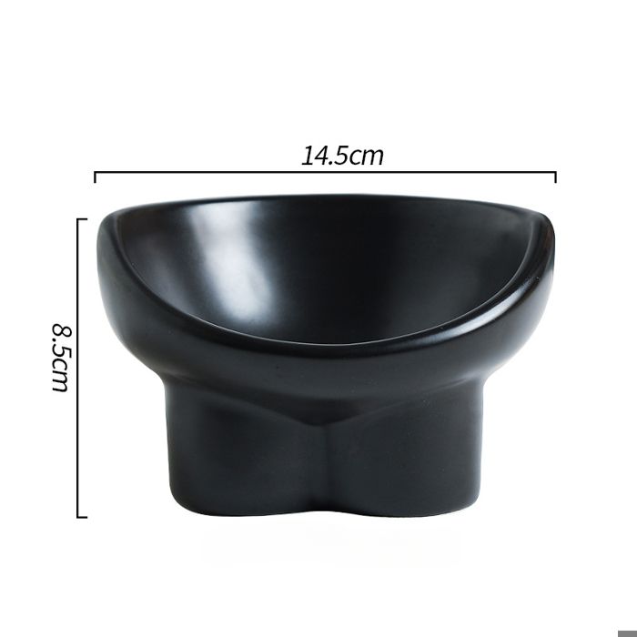 Bol surélevé pour chat en céramique - Phoesky - Extra large - 240ml - 14.5x8.5 cm - Noir - Peu profond - Grande hauteur