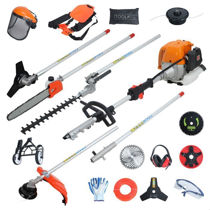 Taille-haie thermique 2 temps 52 cm³ outil de coupe multifonctionnel