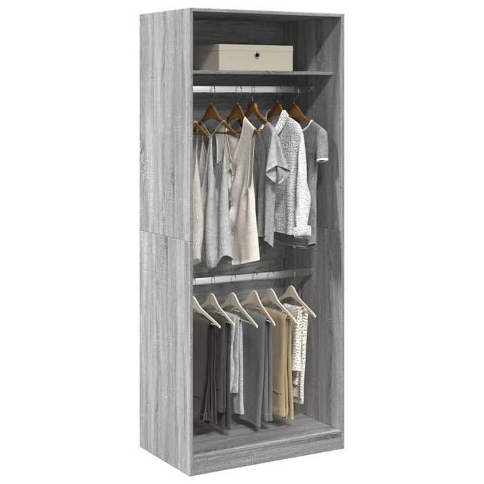 Armoire de rangement Gris - Garde-robe - sonoma gris 80x50x200 cm bois dingénierie A15617