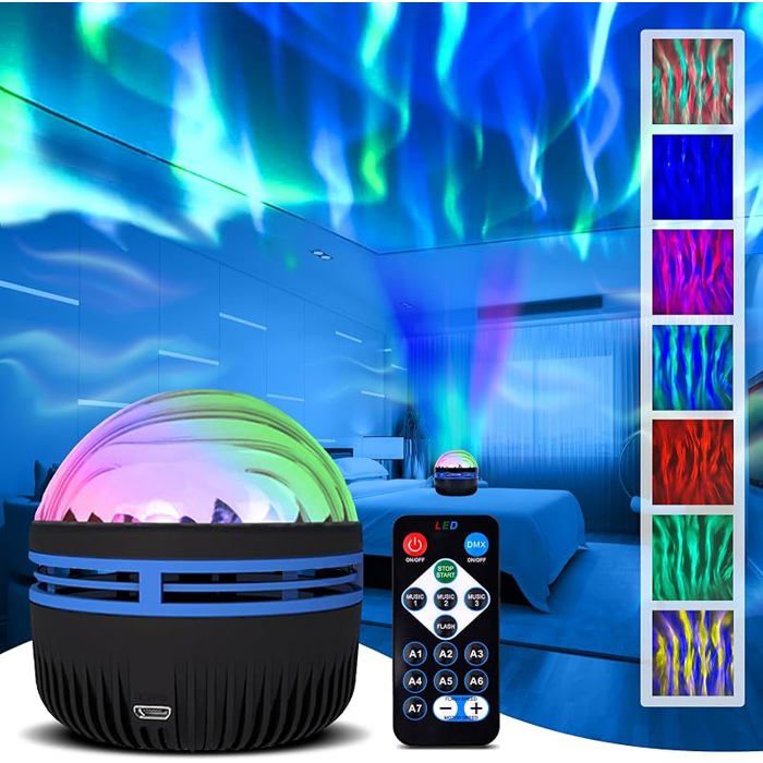 2 en 1 Projecteur Aurore Boréale et de Vagues OcéAniques Projecteur LED de Ciel éToilé Avec TéLéComman OBJETS LUMINEUX D INTERIEUR