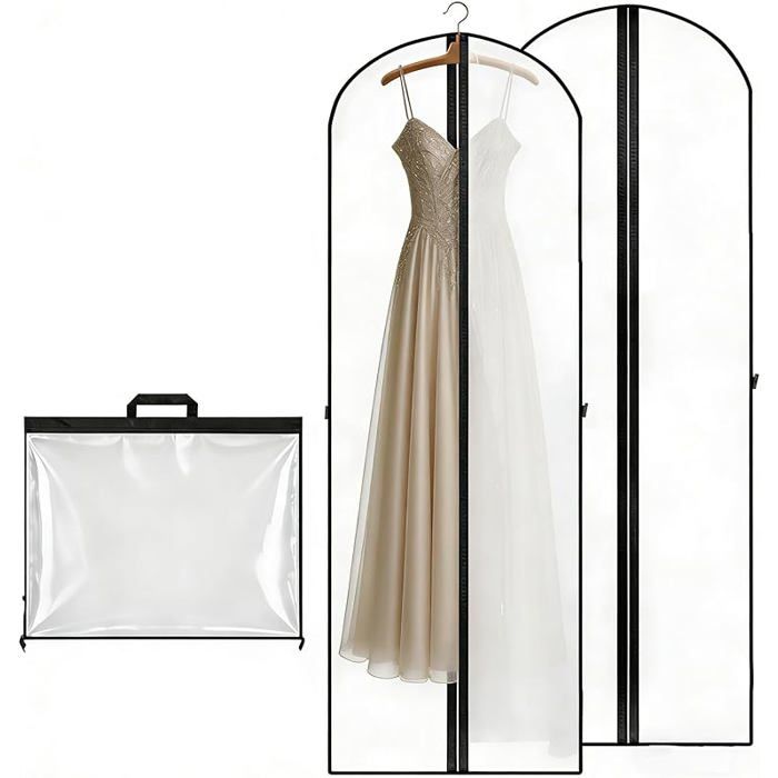 2 Pièces Housse Vetements à Suspendre 180 x 60 cm Housse Robe de Mariée Pliable Housse Vetements à Suspendre HOUSSE DE RANGEMENT