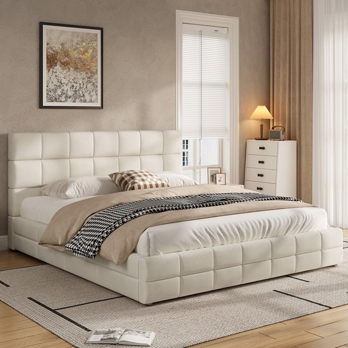 CollaHausse Lit Plateforme Rembourré 180x200cm Beige