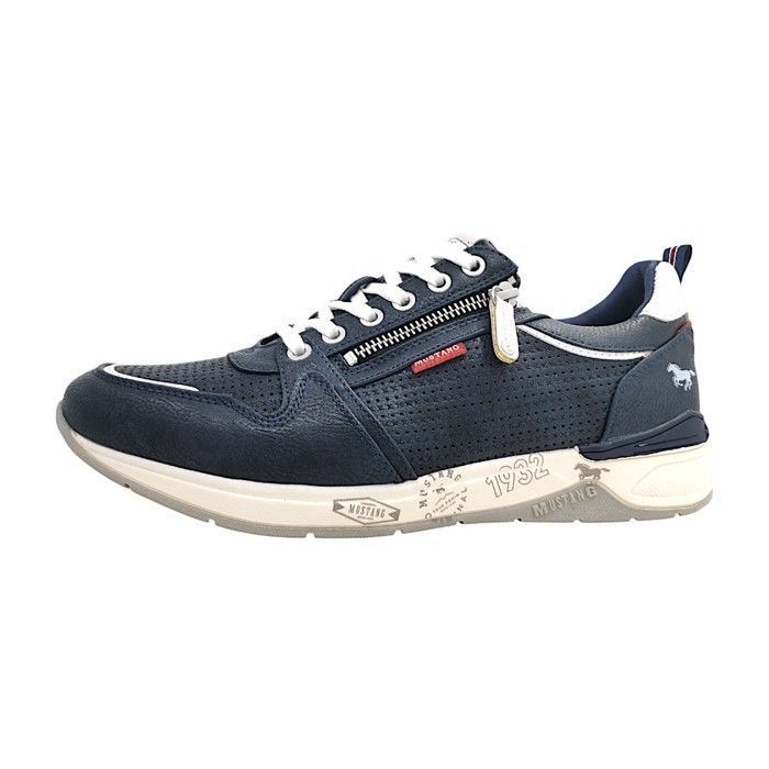 Hommes Mustang chaussure à lacets sportive  Textile Lacets Plat - navy 820