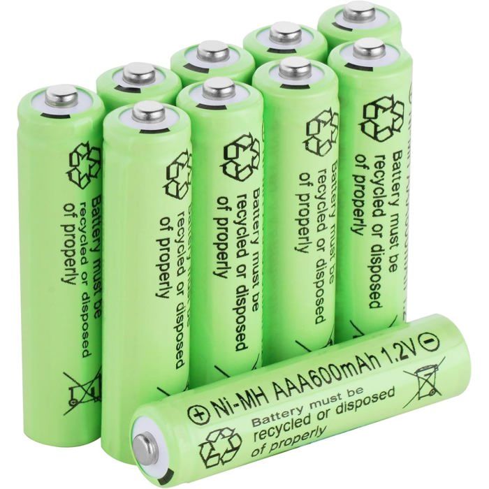 Ni-Mh Piles Rechargeables AAA 10PC 600mAh 1 2V Haute capacité pré-chargées NiMh Piles pour Frontale LED télécommande Guirlandes