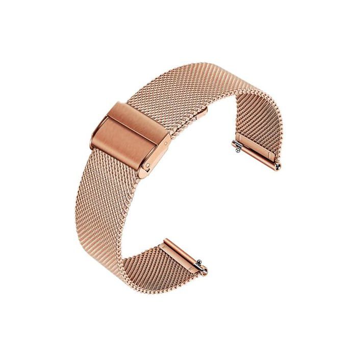 Bracelet de montre - LAHVIUU - Modèle 2 - Or rose - 18 mm - Maille inox 304 à boucle ajustable