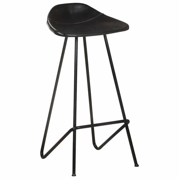 Joli Tabourets de bar (4 pcs）- Pour îlot de cuisine - résistance aux taches - noir cuir véritable 58859