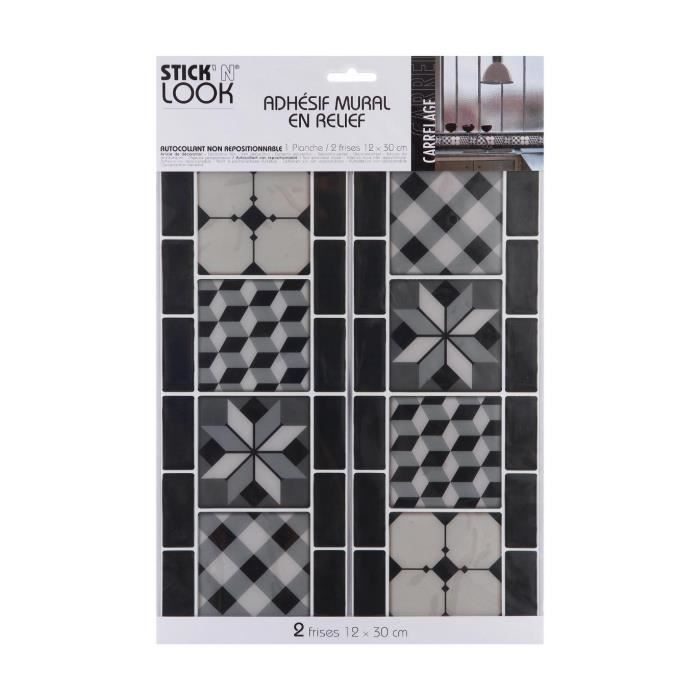 Stickers Carrelage Noir – Lot De 2 Motifs 30x30 Cm – Adhésif Mural Facile à Poser - 9