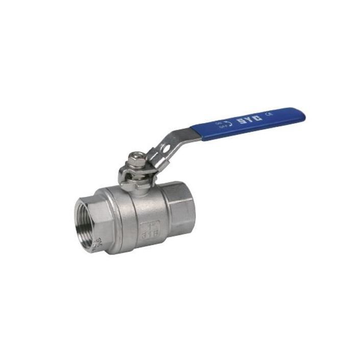 Vanne Laiton F/F Avec Levier Inox Plat Rouge 1 1/4 - PN25 Pour Fluides Et Air Comprimé