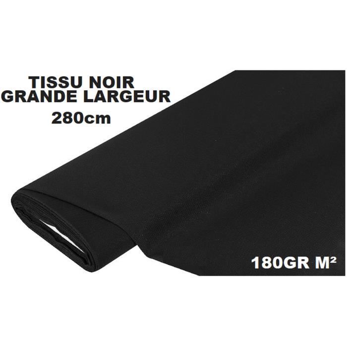 280CM IDÉAL PHOTO toile coton 100/% 3 Métres TISSU NOIR GRANDE LARGEUR