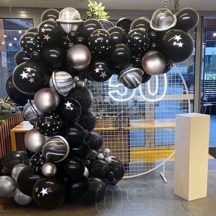 Arche Ballon Anniversaire Noir, Decoration Anniversaire Garçon