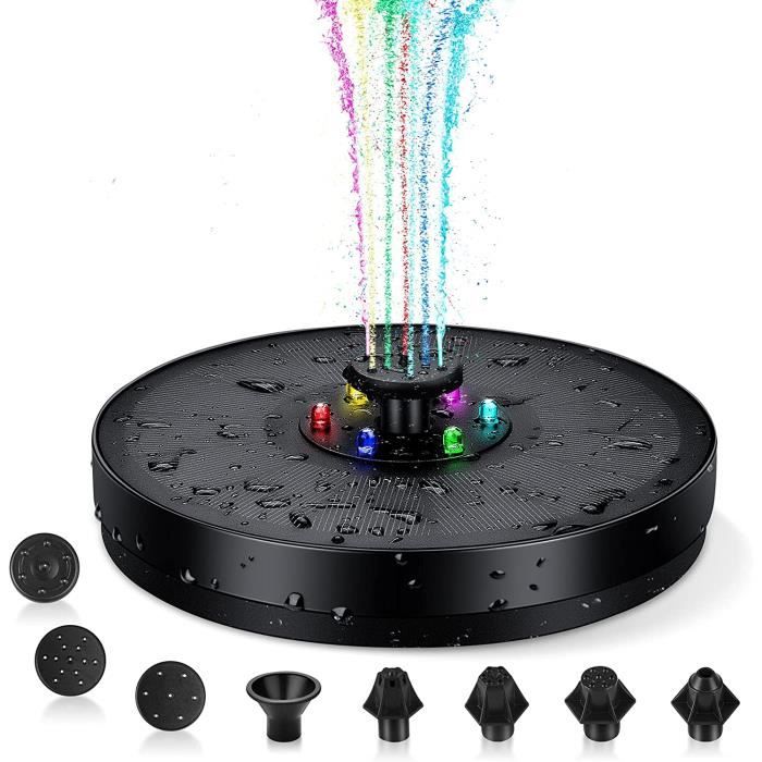 Fontaine Solaire LED Boadw 5,5W - 7 Styles De Jets Pour Jardin, Étang Ou Bassin
