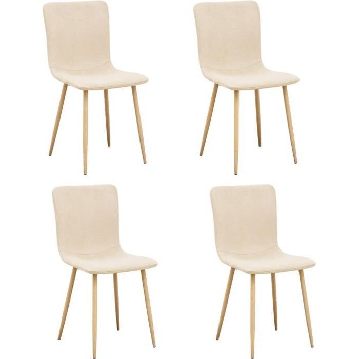 Chaise - FURNITURER - CHÊNE - Lot de 4 - Tissu beige - Pieds métal Chaise - FURNITURER - CHÊNE - Lot de 4 - Tissu beige - Pieds métal