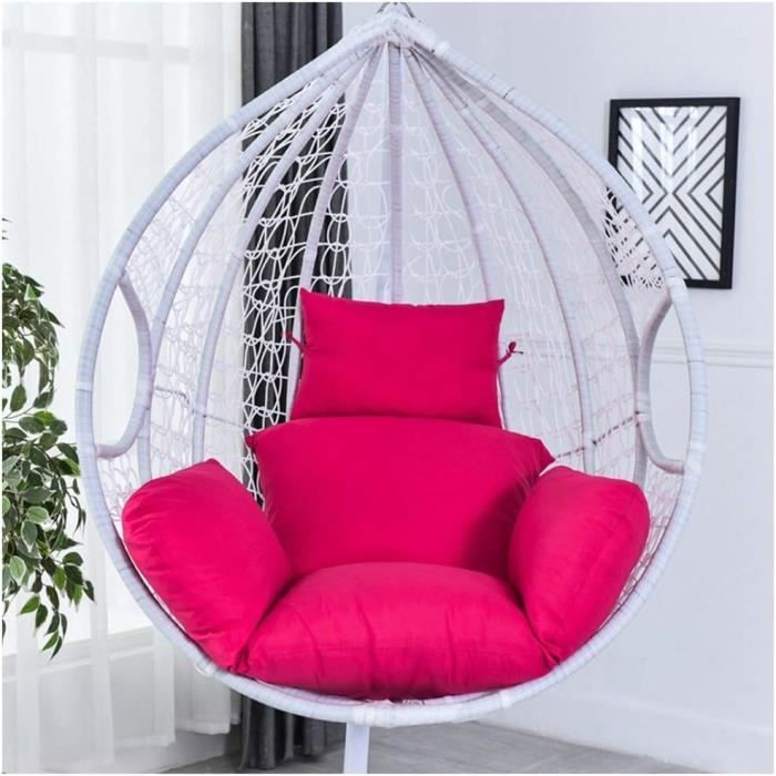 Balançoire Suspendue Intérieur/extérieur - Siège En Bois Et Coussin épais Rose - Capacité 50 Kg - Pour Enfant - Avec Cordes Et Crochet