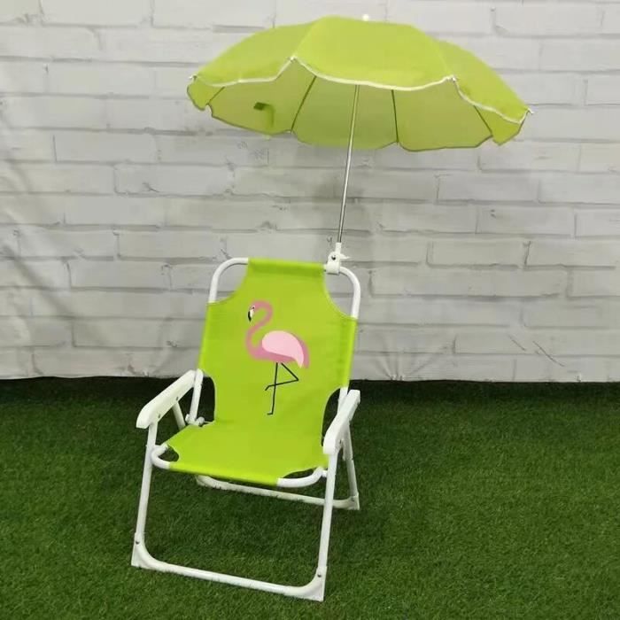 chaise flamants roses - chaise de plage pliante d'extérieur pour enfants avec parapluie, chaise de camp pour