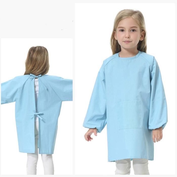 Tablier Bébé Peinture Bavoirs Cantine Maternelle Blouse De Fille Manche Longue Etanche Enfant 1