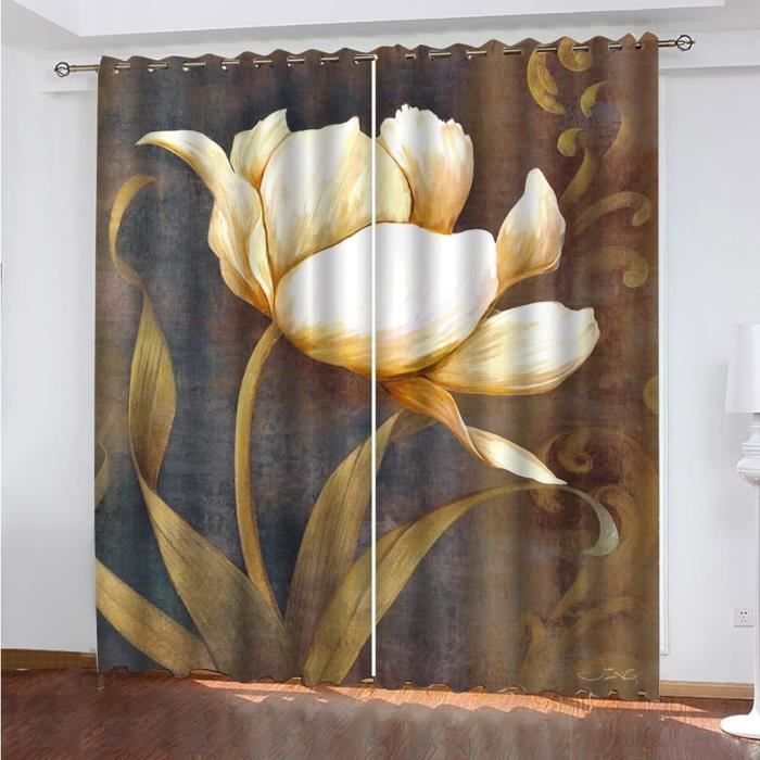 Design abstrait et motifs végétaux Rideaux sur Mesure