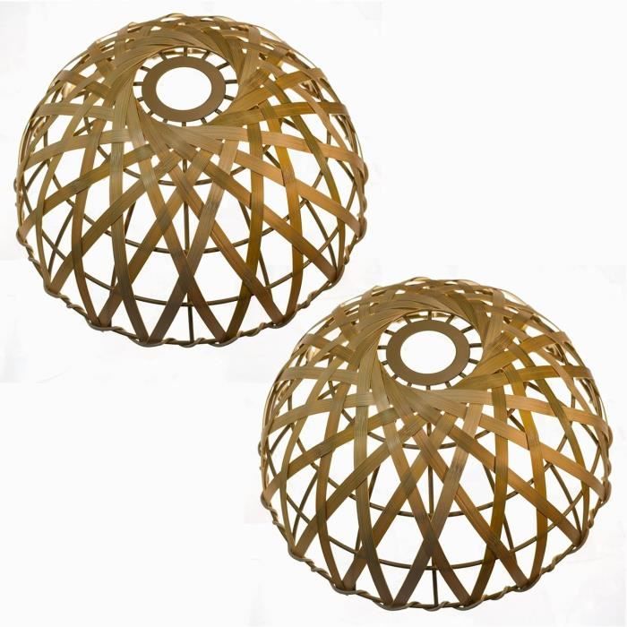 Abat-jour En Rotin Tissé Main - Diamètre 16 Cm, Hauteur 12 Cm, Compatible Douille E27/E14, Style Nature - 7
