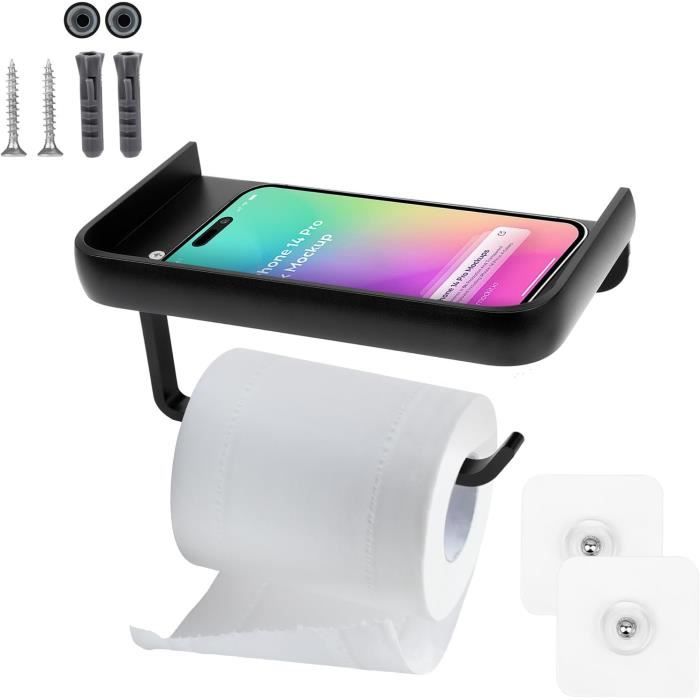 Porte-rouleau Papier Toilette Mural En Acier Inoxydable SUS 304, 18 Cm - Noir, Pour Salle De Bain Et Cuisine - 14