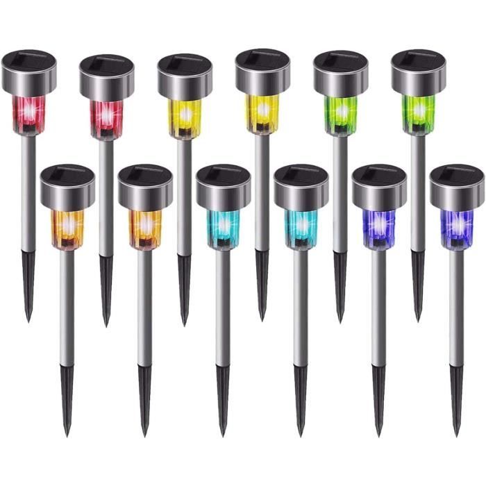 Lampe Jardin LED au Sol 12PCS Lampe Solaire Exterieure Jardin Etanche IP65 Pour Chemins Pelouse Terrasse (Multicolore)