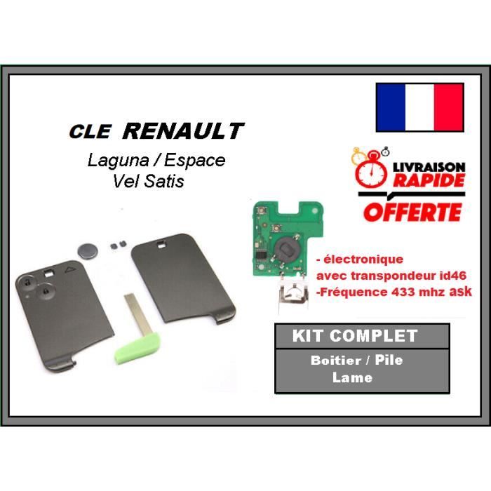 Carte clé vierge 2 boutons avec électronique pout Renault Laguna, Espace, Velsatis