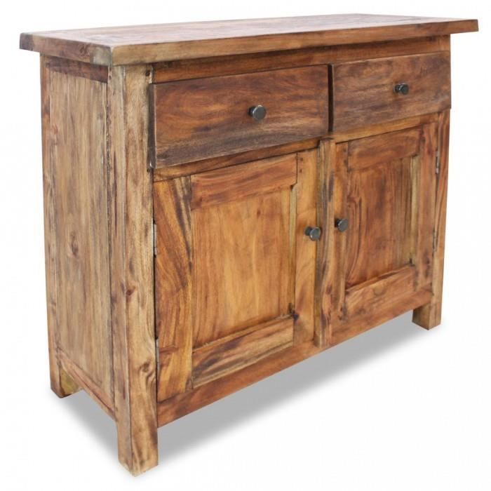 Buffet bas - P54 - Bois de récupération massif - Marron - Campagne - Porte(s) et tiroir(s)