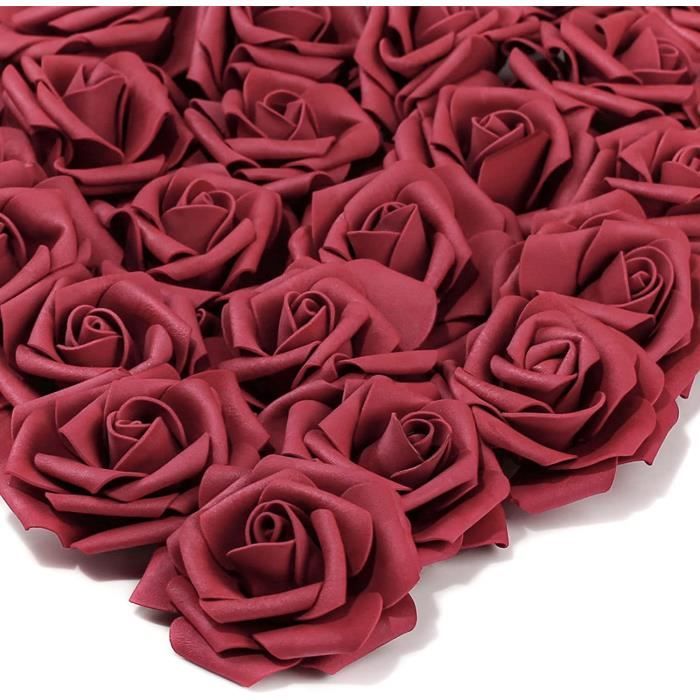 Lot de 25 Roses artificielles en Mousse pour décoration d'anniversaire, de  Mariage, de fête (Bordeaux, sans tiges)[1028] - Cdiscount Maison
