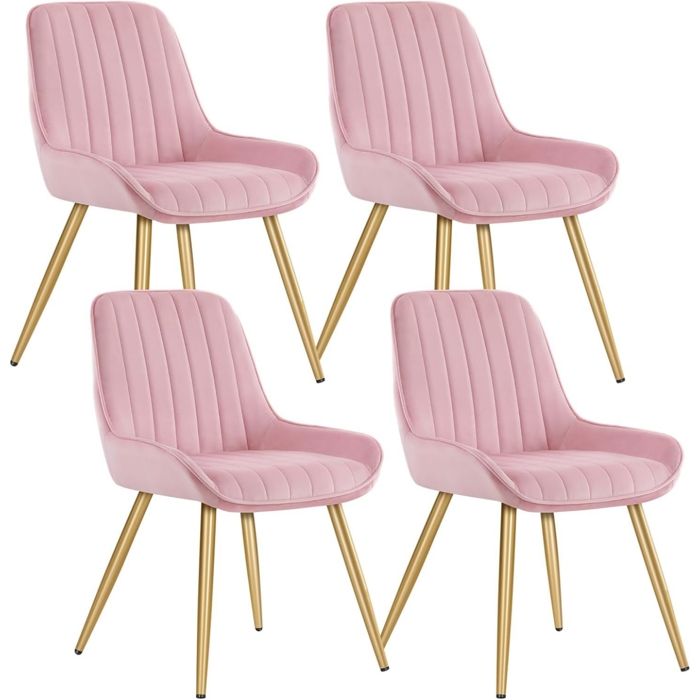 Lot De 4 Chaises De Salle à Manger Velours Noir Avec Dossier - Style Moderne, Métal - Neuf