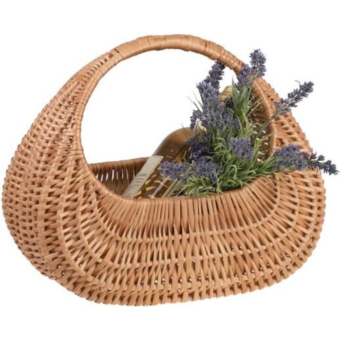 Panier sac à main en osier naturel marron — porté main léger et robuste