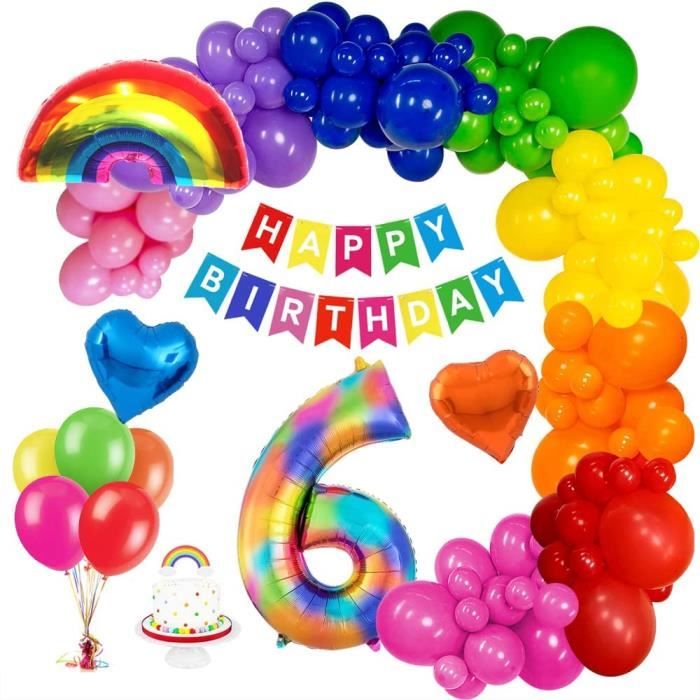 Ballons joyeux anniversaire 4 ans décoration arc-en-ciel pour fêtes de  fille enfants enfants