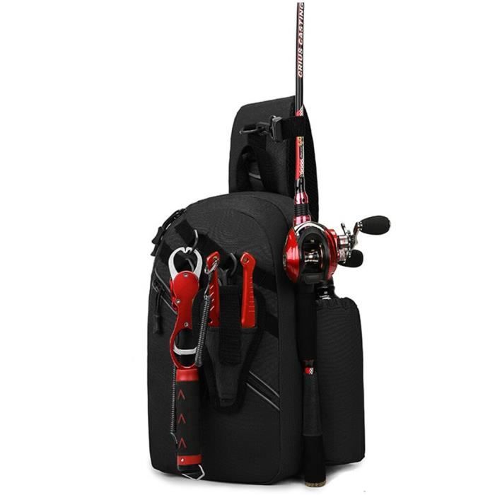 CJHZQYY Sacs de pêche de grande capacité, sac de rangement pour matériel de pêche multi-poches, sac de pêche en plein air, kit d'accessoires avec sangles réglables pour pêche à la carpe en