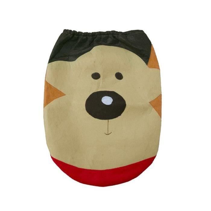 Housse De Toilette Noël Père Noël Joyeux + Tapis + Boîte à Mouchoirs – Décoration Salle De Bain Festive