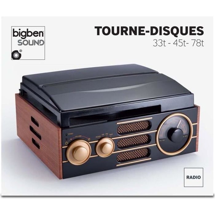 TOURNE DISQUES ANTIQUE OR 33 45 ET 78 TOURS RADIO BIGBEN INTERACTIVE TD101 - vue 2