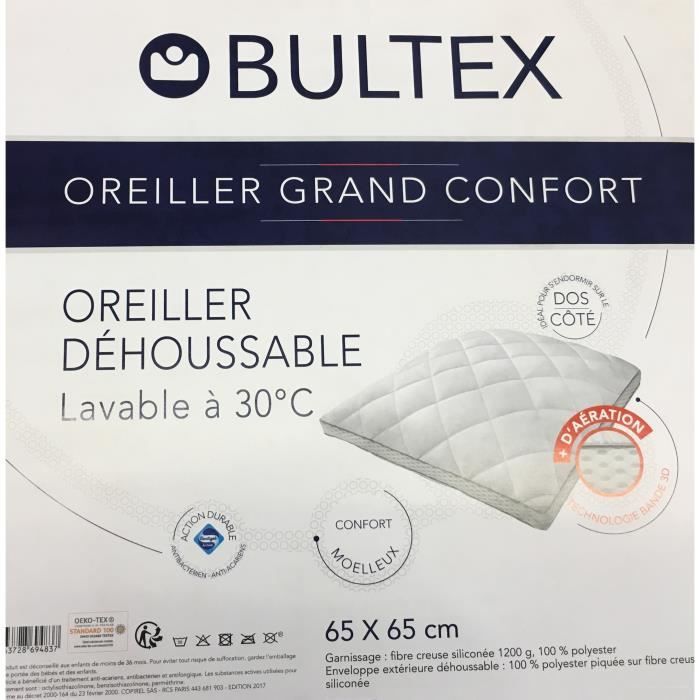 Oreiller 65x65 Grand Confort Bultex 65 x 65 - Cdiscount Maison
