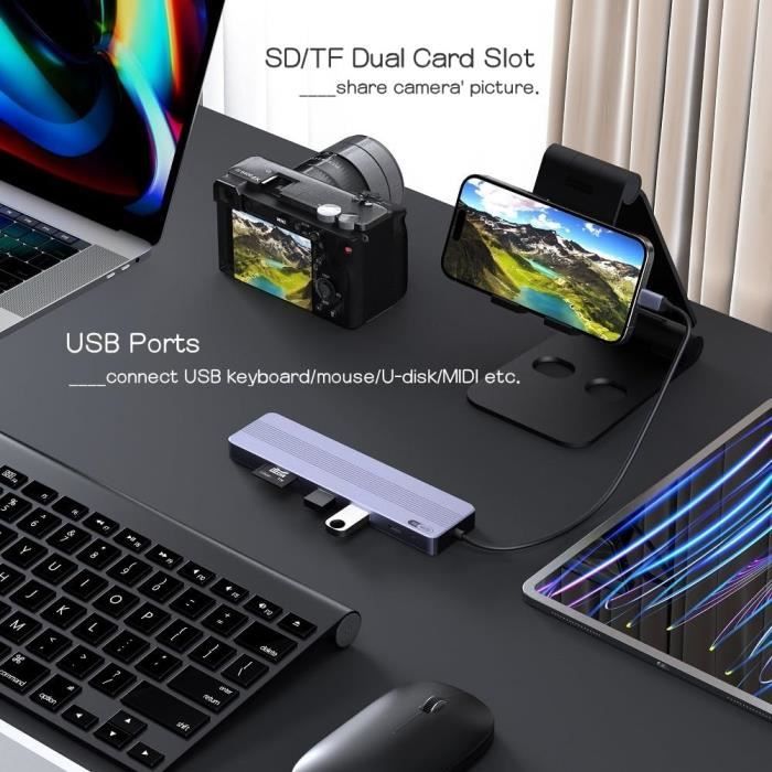 Hub USB-C 7 Ports Belkin Avec HDMI 4K 60Hz, Lecteurs Carte SD/microSD, Power Delivery 100W - Pour MacBook, IPad, Chromebook - Noir