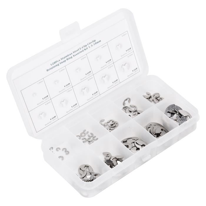 320 Pièces Circlips (Rondelles Élastiques) Externes En Acier - Assortiment Taille/Type, Pour Arbres, Roulements, Réparations