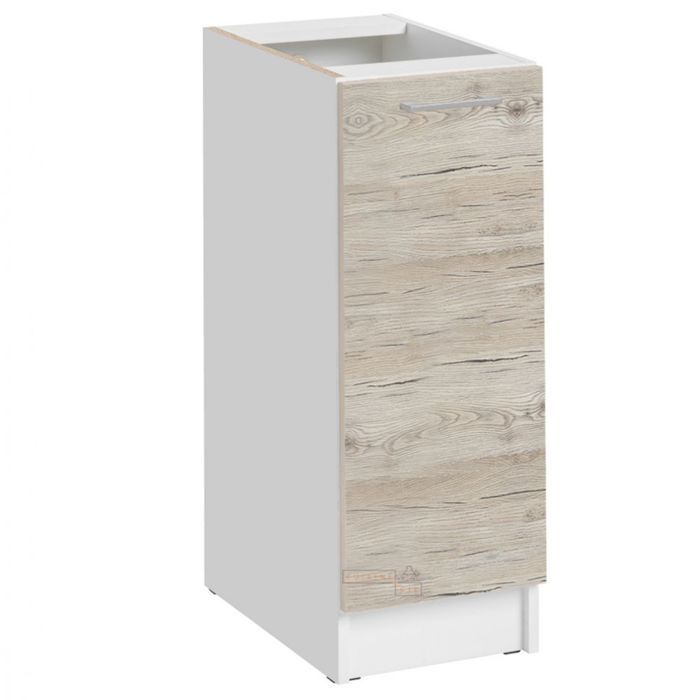 Meuble bas de cuisine Eco Noyer Blanchi 1 porte L 30 cm - Cuisineandcie
