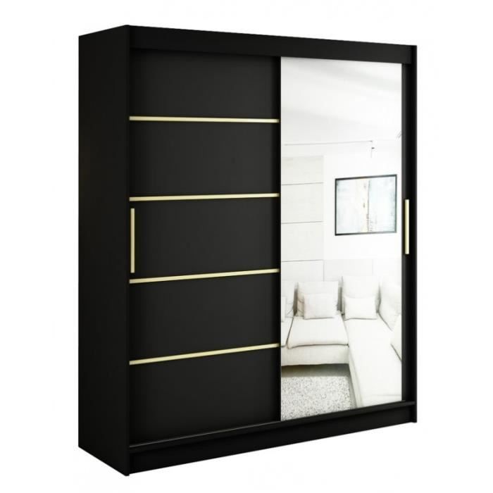 Armoire de Chambre KAIR V2 Noir 180 avec tiroirs avec 2 Portes
